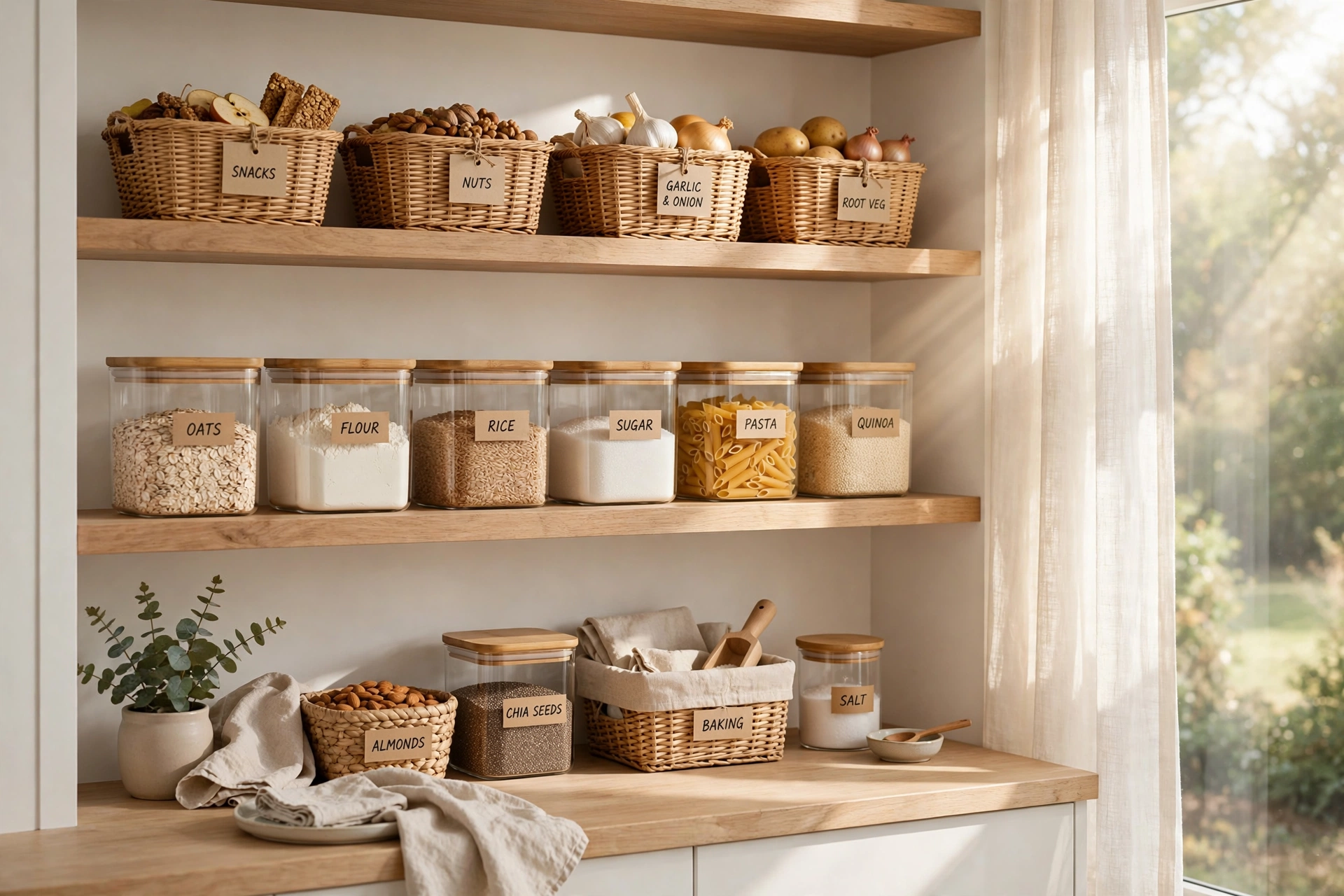 Organized pantry with labeled containers - Clutter and Calm